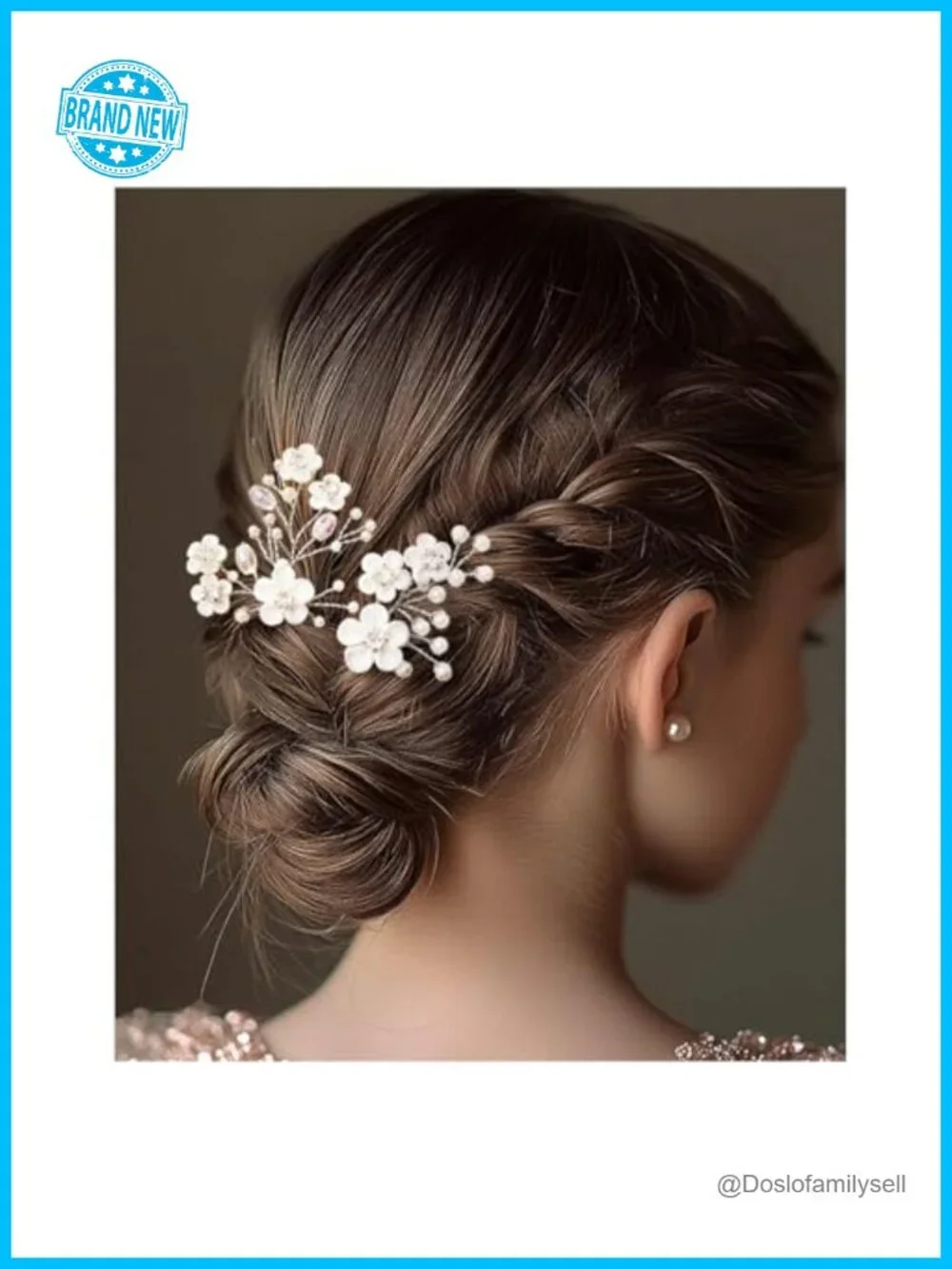 Wedding Bridal Hair Pins with Rhinestones and Pearls - Pack of 2